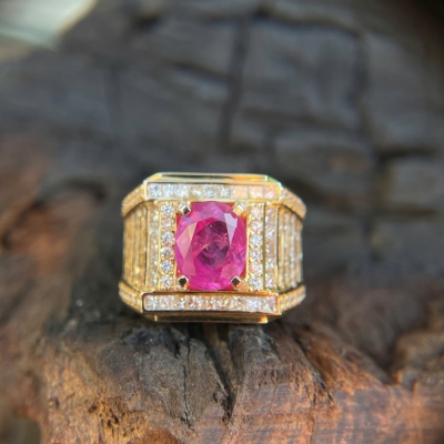 Nhẫn Nam Đá Ruby 3.38ct