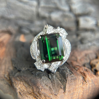 Nhẫn PT Kim Cương  Đá Chủ Tourmaline